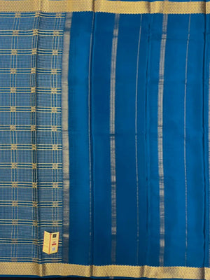 Handwoven Pure Mysore Silk Saree with Royal Chex Pattern (Chamundi)