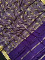 Handwoven Pure Mysore Silk Saree with Royal Chex Pattern (Chamundi)