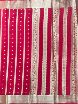 Premium Semi Mysore Crepe Saree with Elegant Weaving Design (Chiffon Stripe)