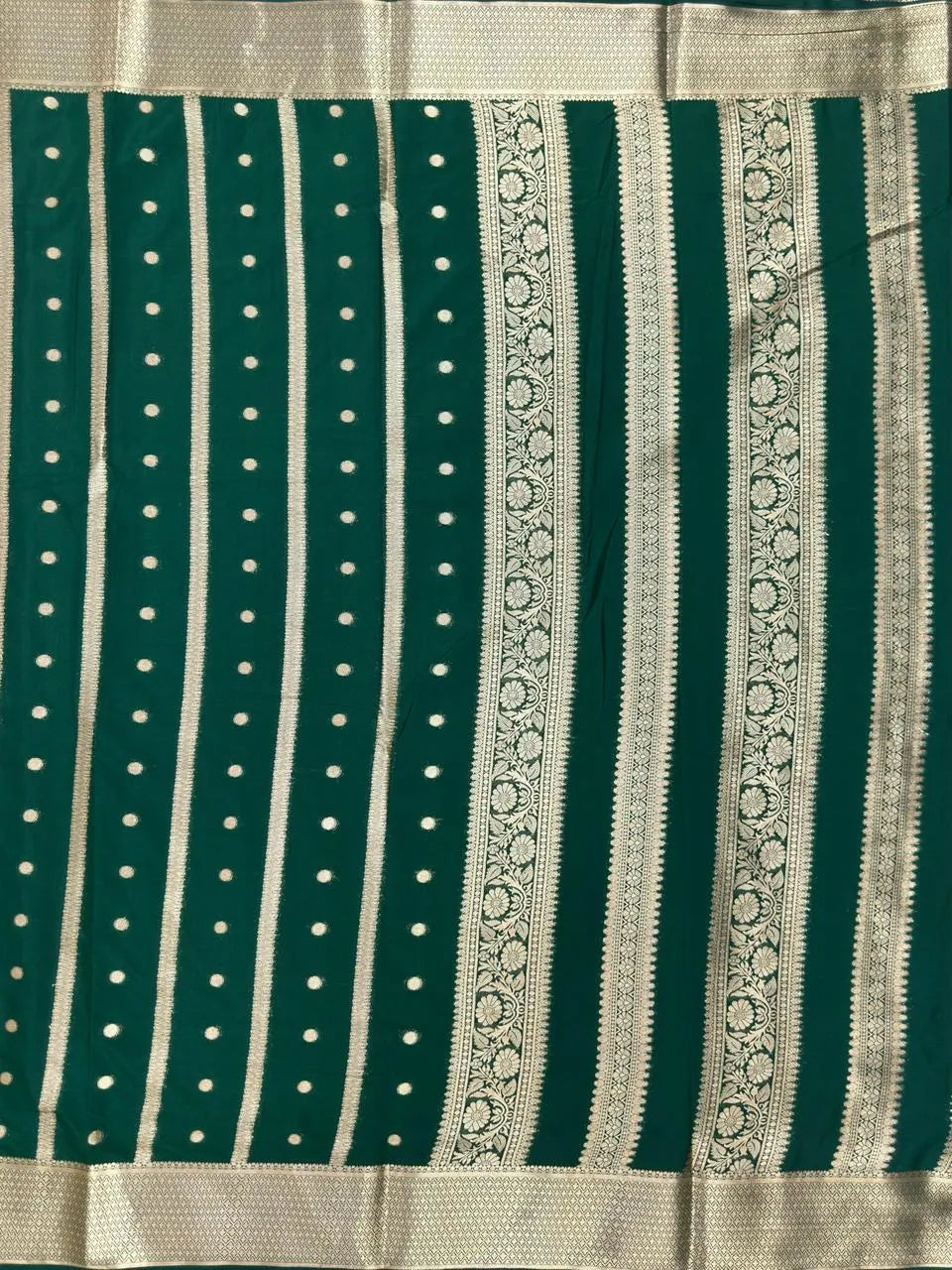 Premium Semi Mysore Crepe Saree with Elegant Weaving Design (Chiffon Stripe)