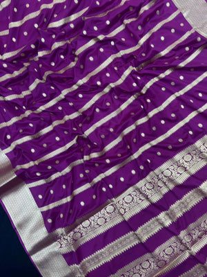 Premium Semi Mysore Crepe Saree with Elegant Weaving Design (Chiffon Stripe)