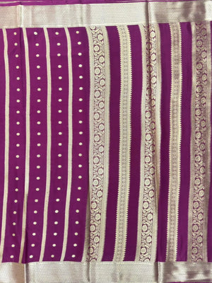 Premium Semi Mysore Crepe Saree with Elegant Weaving Design (Chiffon Stripe)