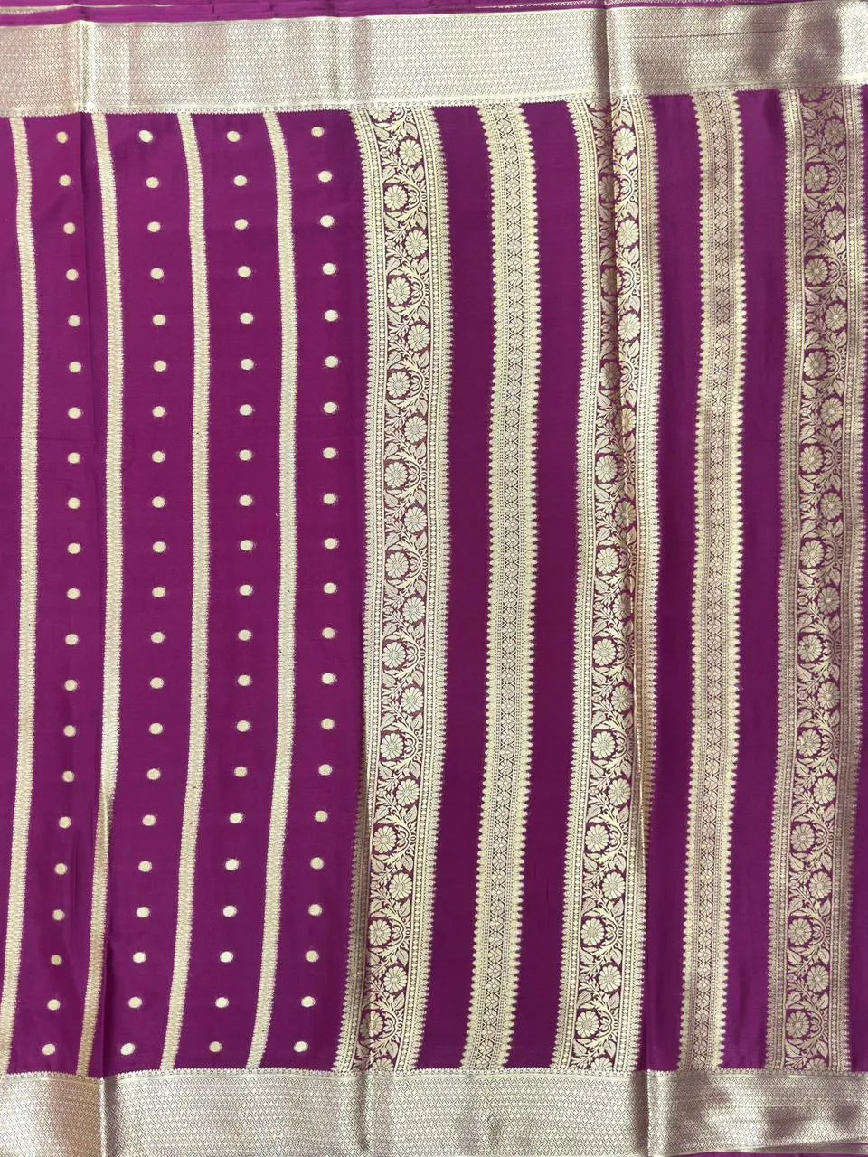 Premium Semi Mysore Crepe Saree with Elegant Weaving Design (Chiffon Stripe)