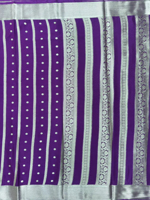 Premium Semi Mysore Crepe Saree with Elegant Weaving Design (Chiffon Stripe)