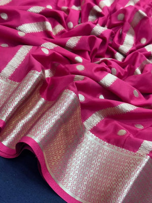 Premium Semi Mysore Crepe Saree with Elegant Weaving Design (Chiffon Stripe)