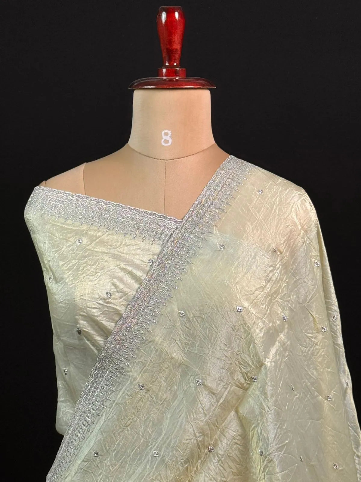 Party Wear Smooth Paper Silk Saree- Crush Embroidery 