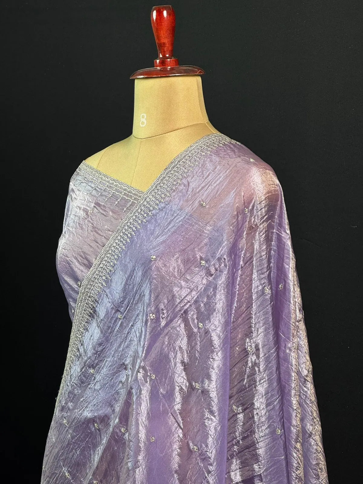 Party Wear Smooth Paper Silk Saree- Crush Embroidery 