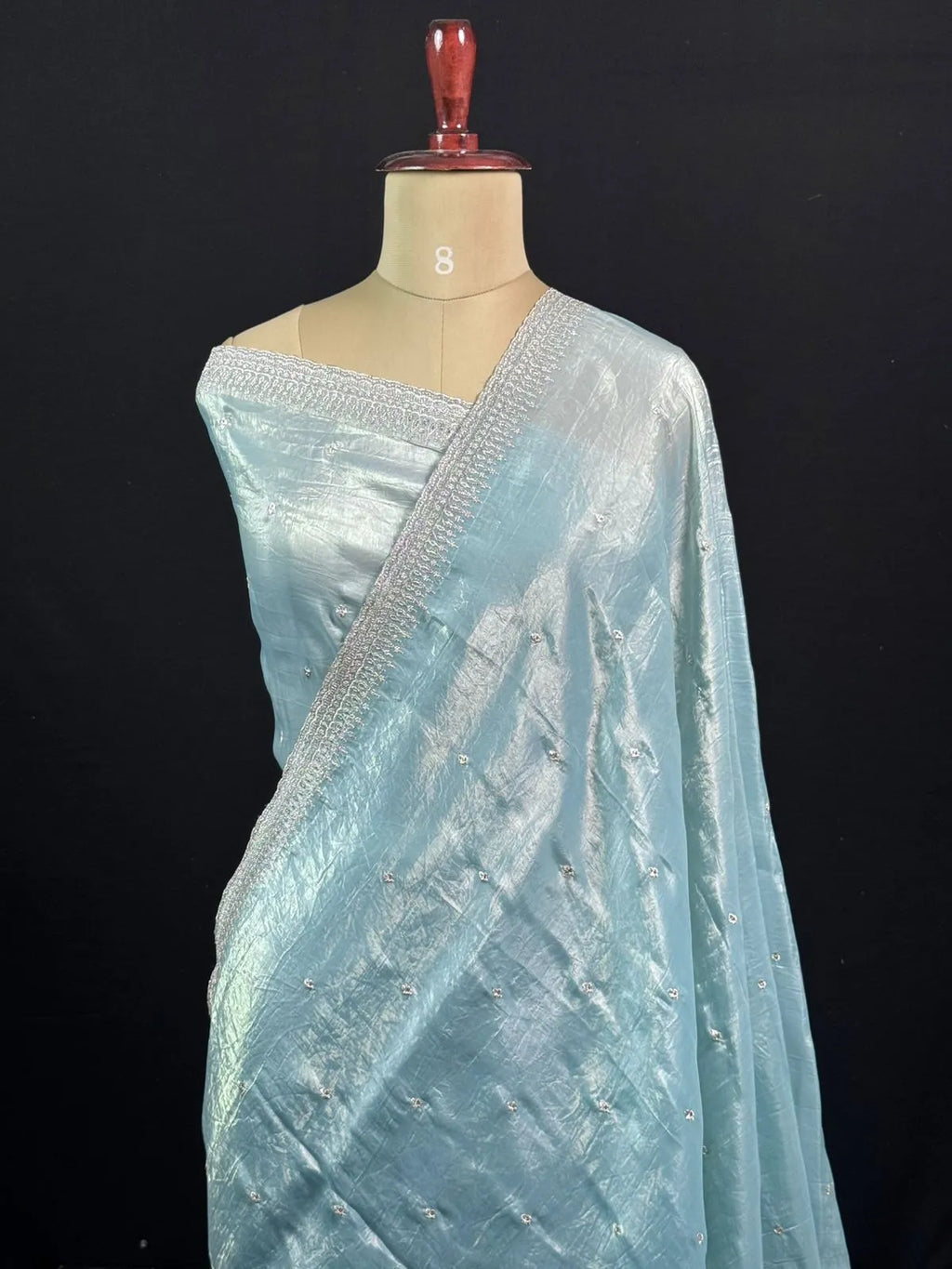 Party Wear Smooth Paper Silk Saree- Crush Embroidery 