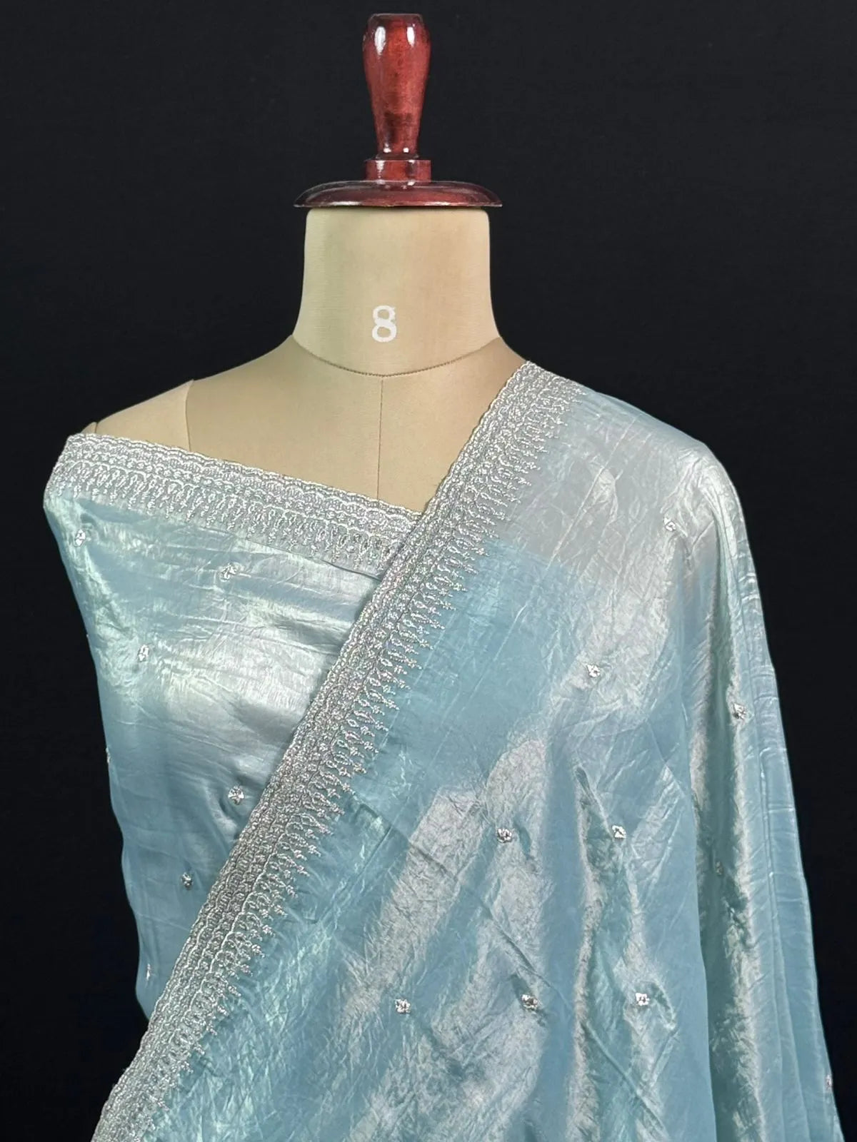 Party Wear Smooth Paper Silk Saree- Crush Embroidery 