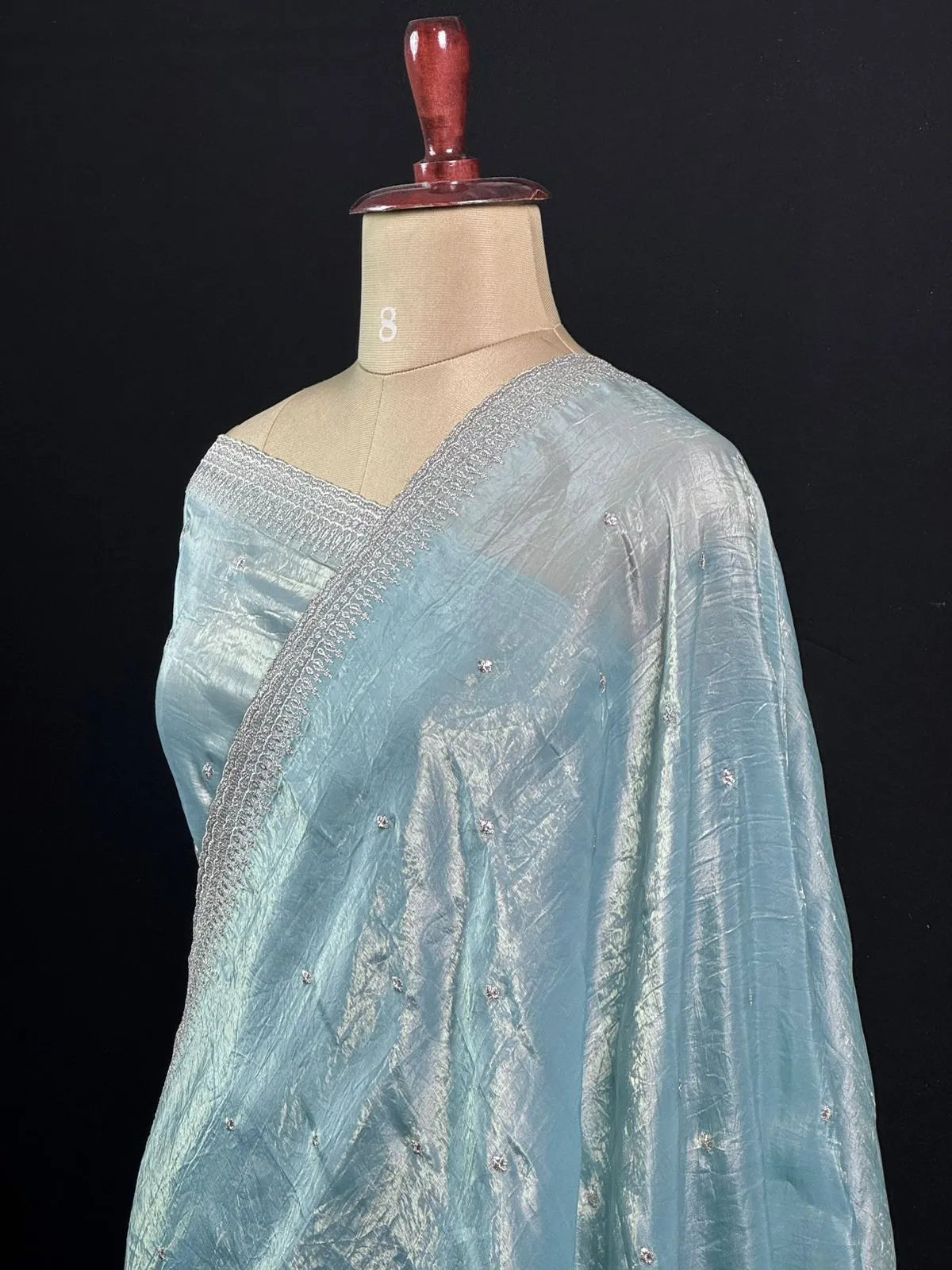 Party Wear Smooth Paper Silk Saree- Crush Embroidery 