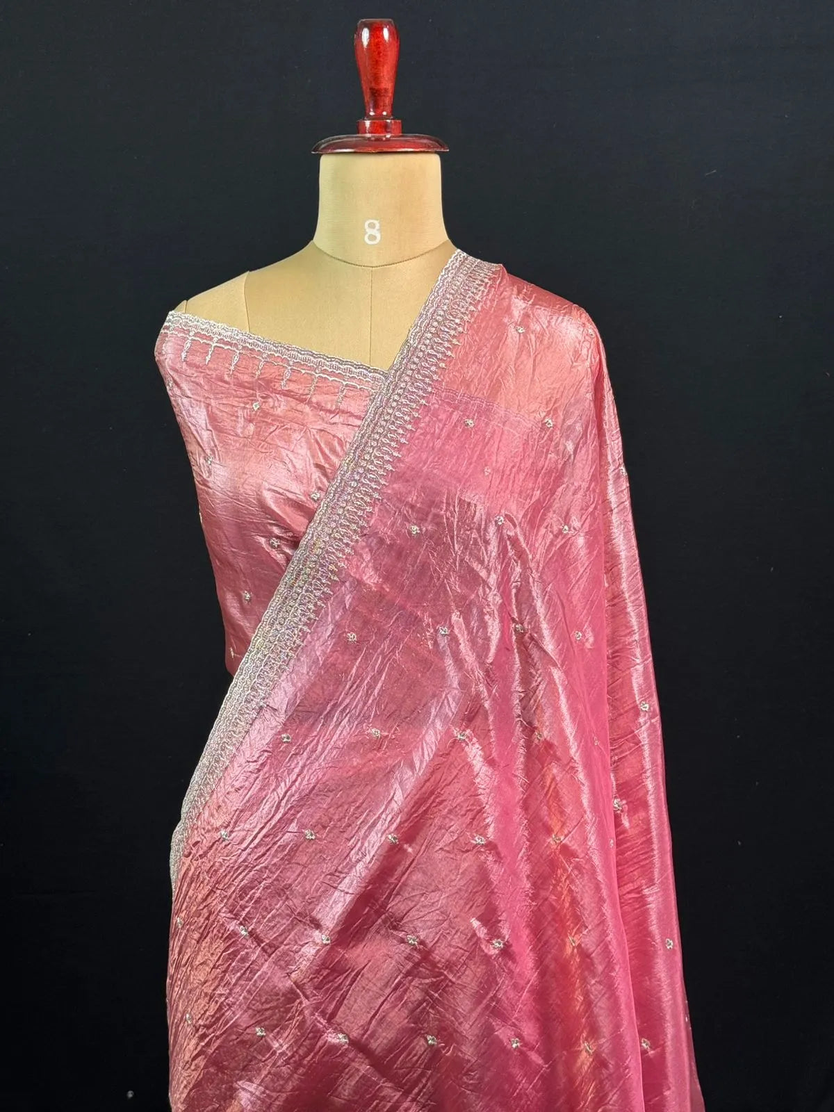 Party Wear Smooth Paper Silk Saree- Crush Embroidery 
