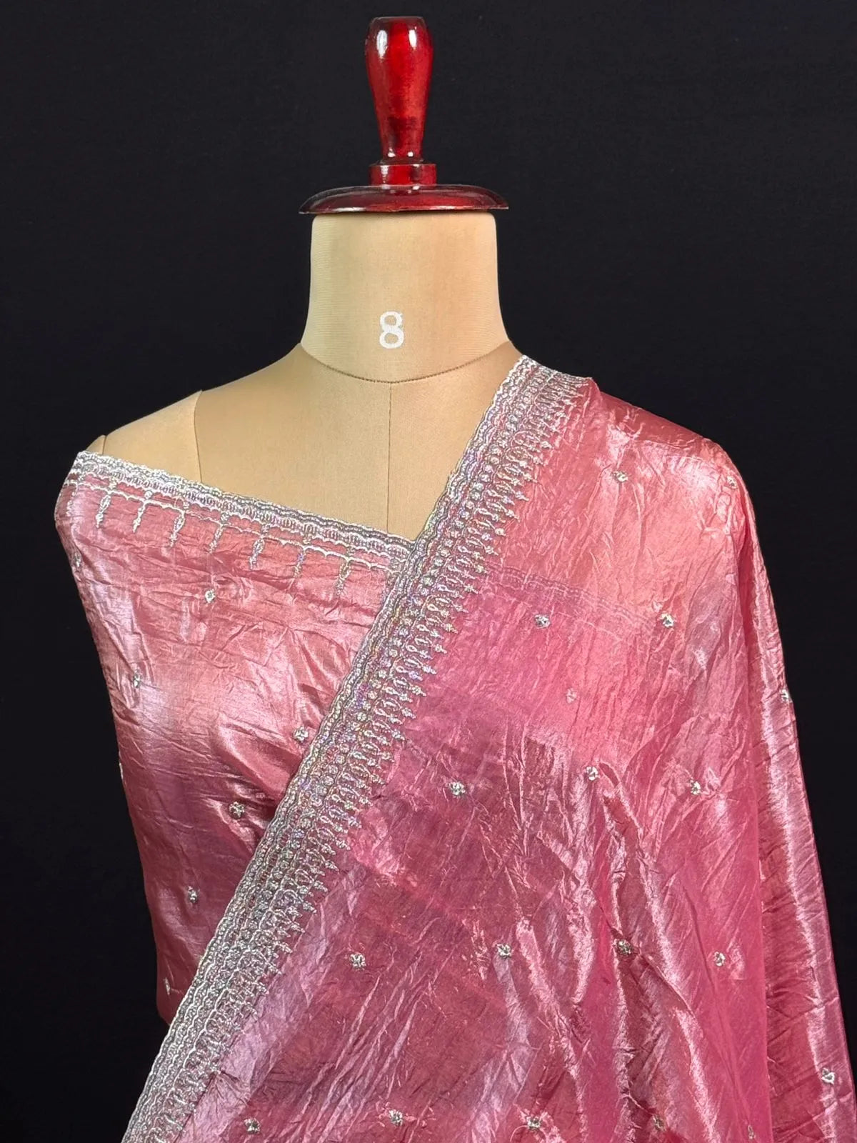 Party Wear Smooth Paper Silk Saree- Crush Embroidery 