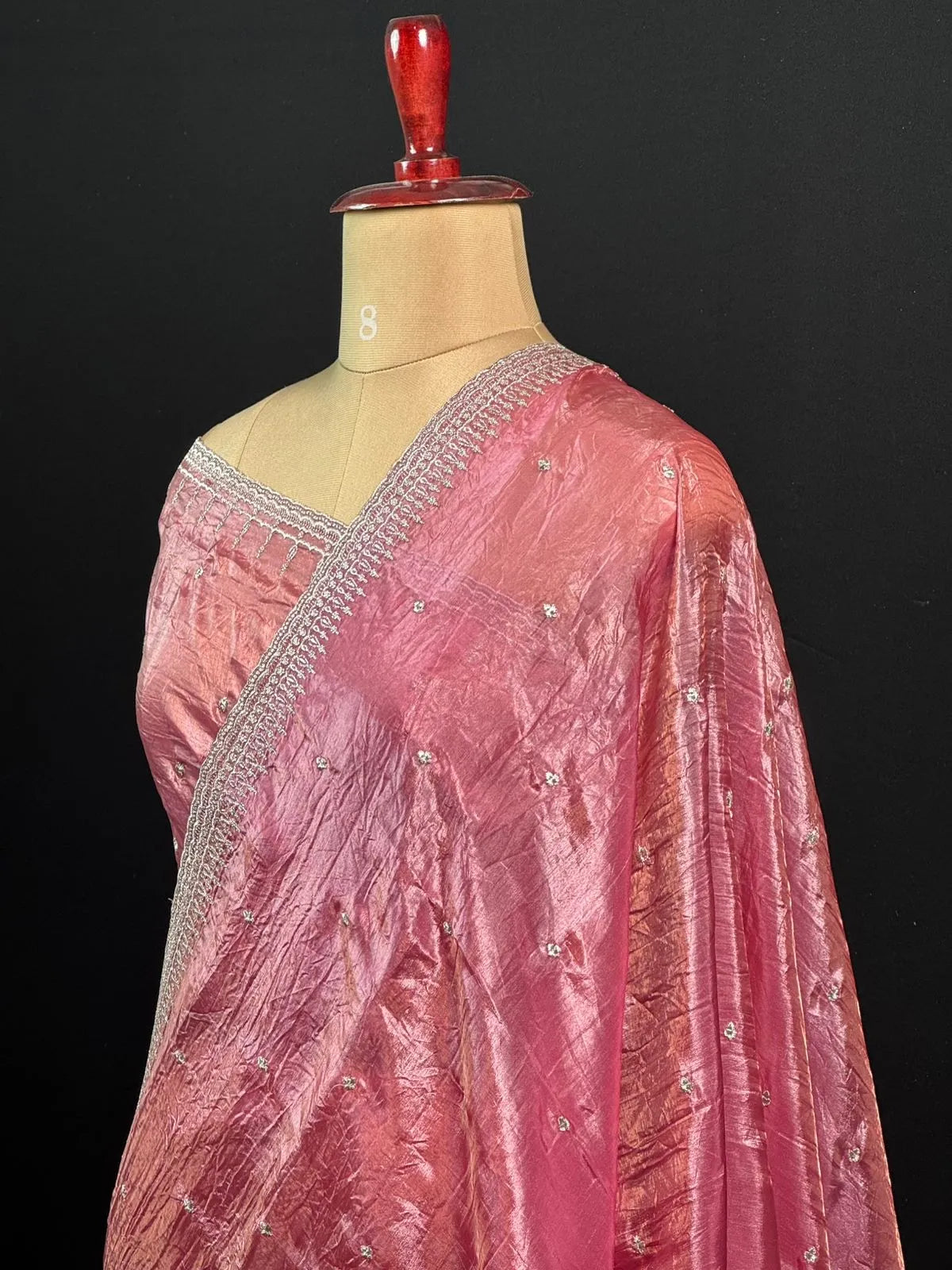Party Wear Smooth Paper Silk Saree- Crush Embroidery 