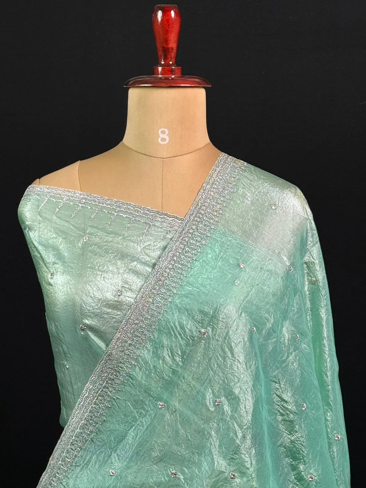 Party Wear Smooth Paper Silk Saree- Crush Embroidery 