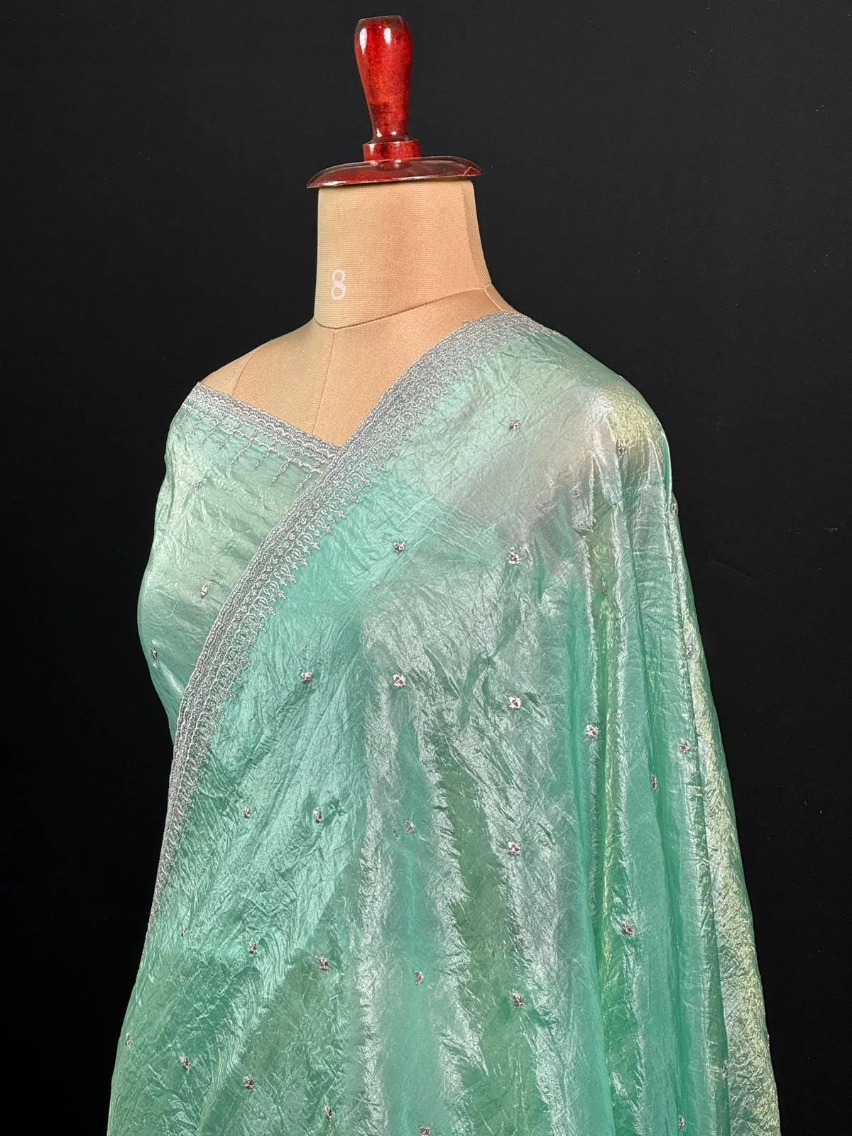 Party Wear Smooth Paper Silk Saree- Crush Embroidery 