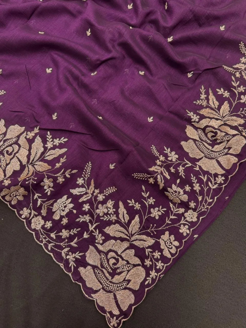Lightweight Soft Tussar Saree for Everyday Sophistication - Cutwork Crepe