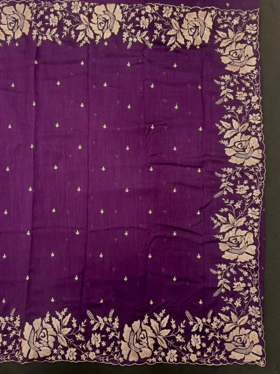 Lightweight Soft Tussar Saree for Everyday Sophistication - Cutwork Crepe