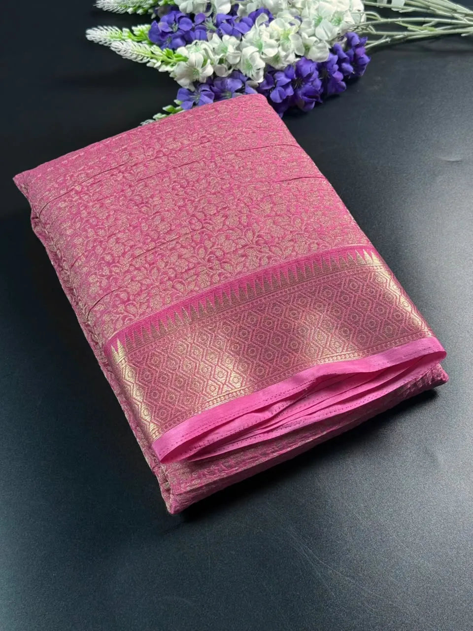 Crush Crepe Silk Saree with Zari Work
