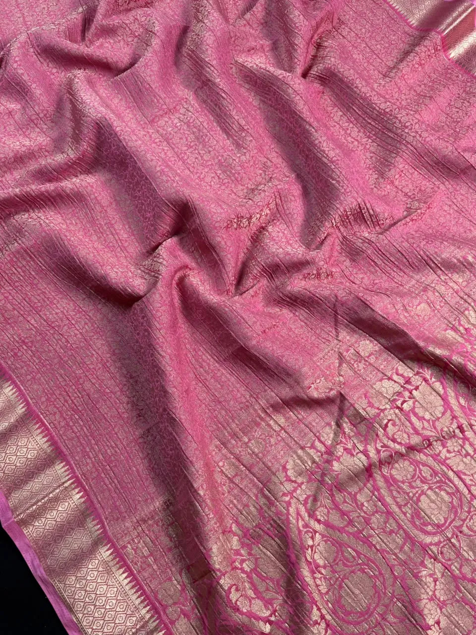 Crush Crepe Silk Saree with Zari Work