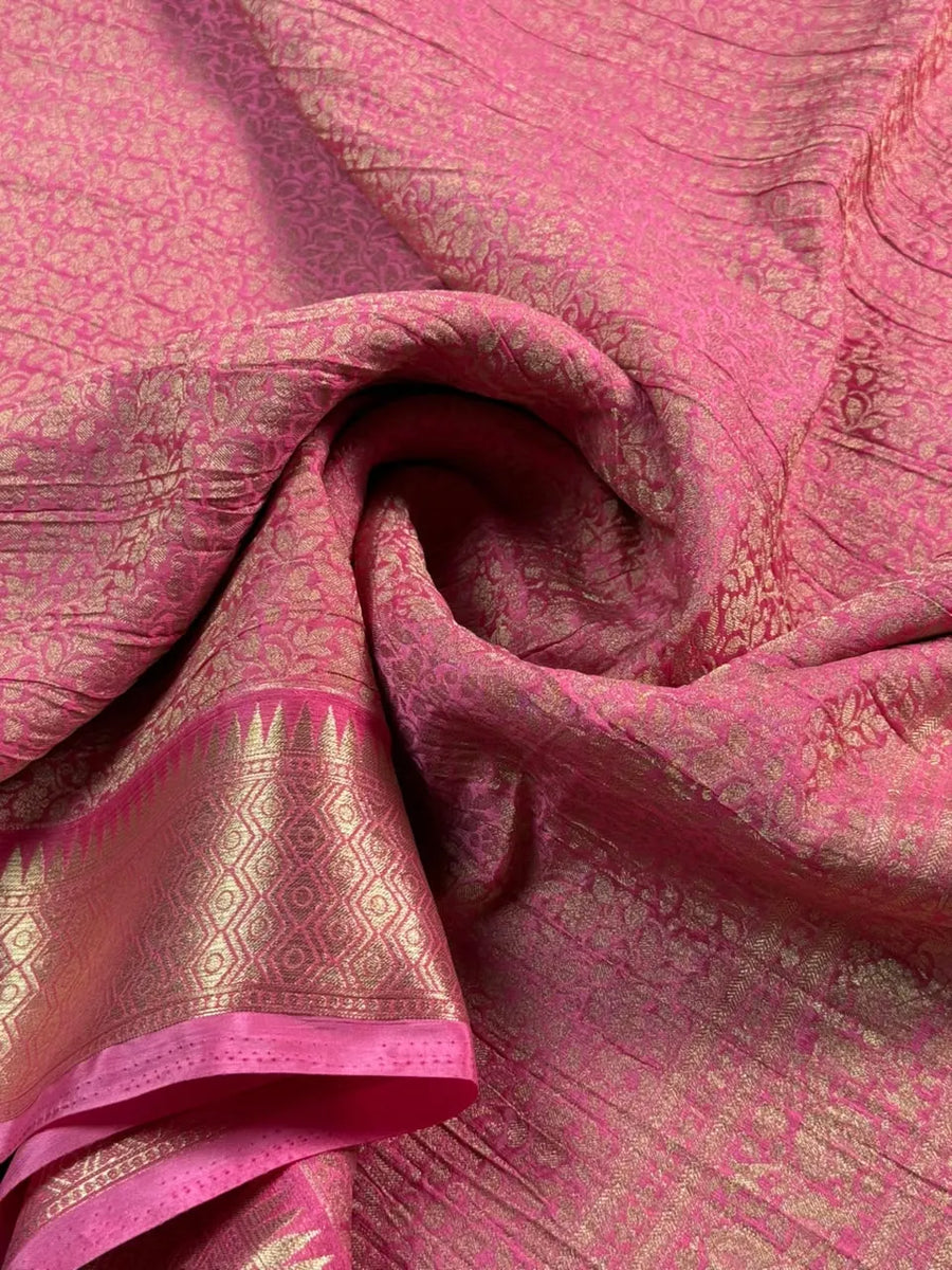 Crush Crepe Silk Saree with Zari Work