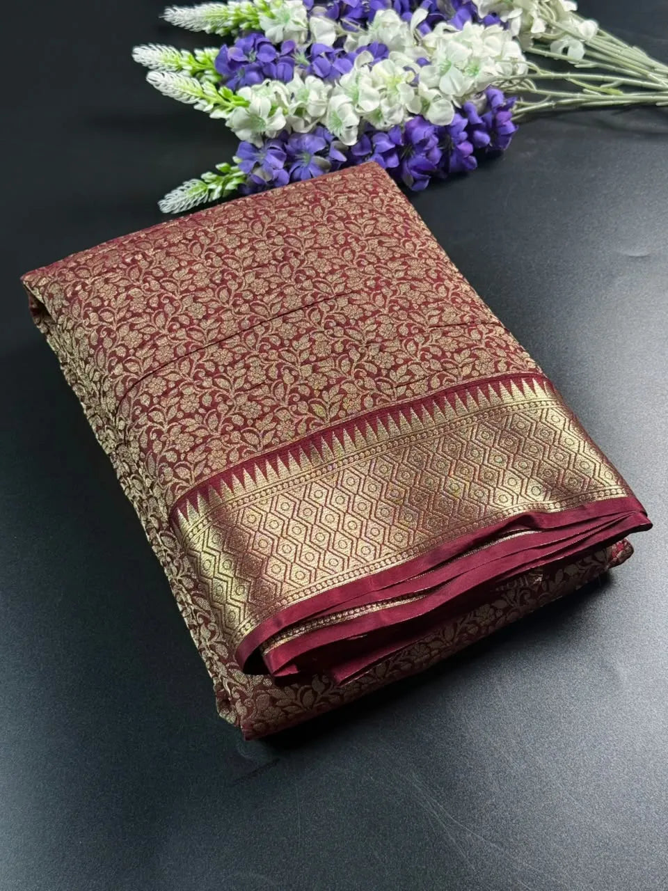 Crush Crepe Silk Saree with Zari Work