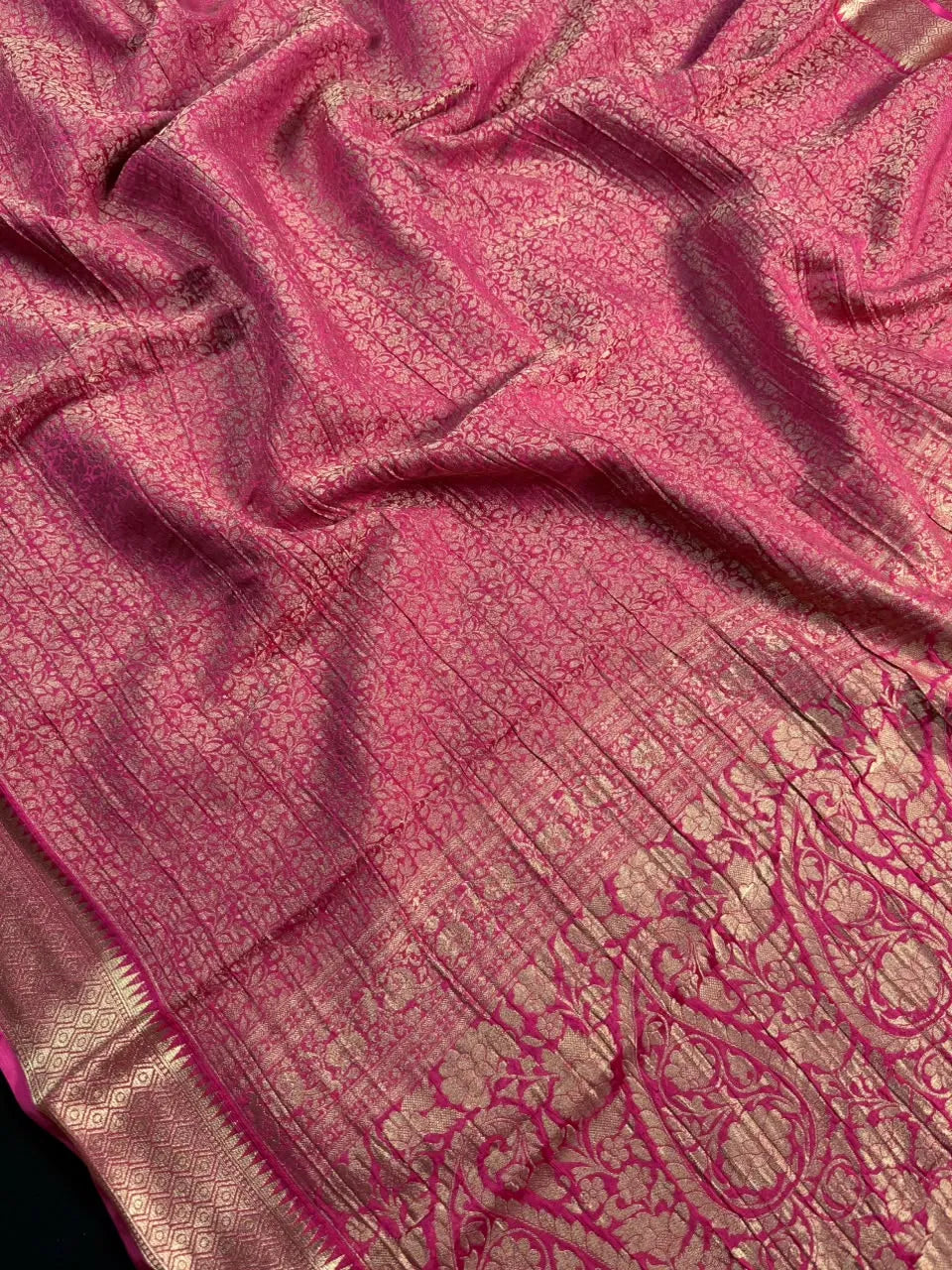 Crush Crepe Silk Saree with Zari Work
