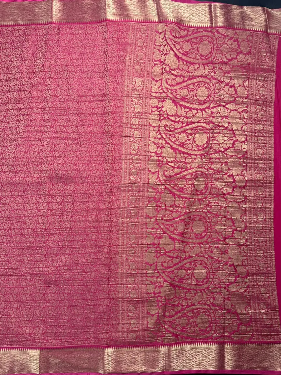 Crush Crepe Silk Saree with Zari Work