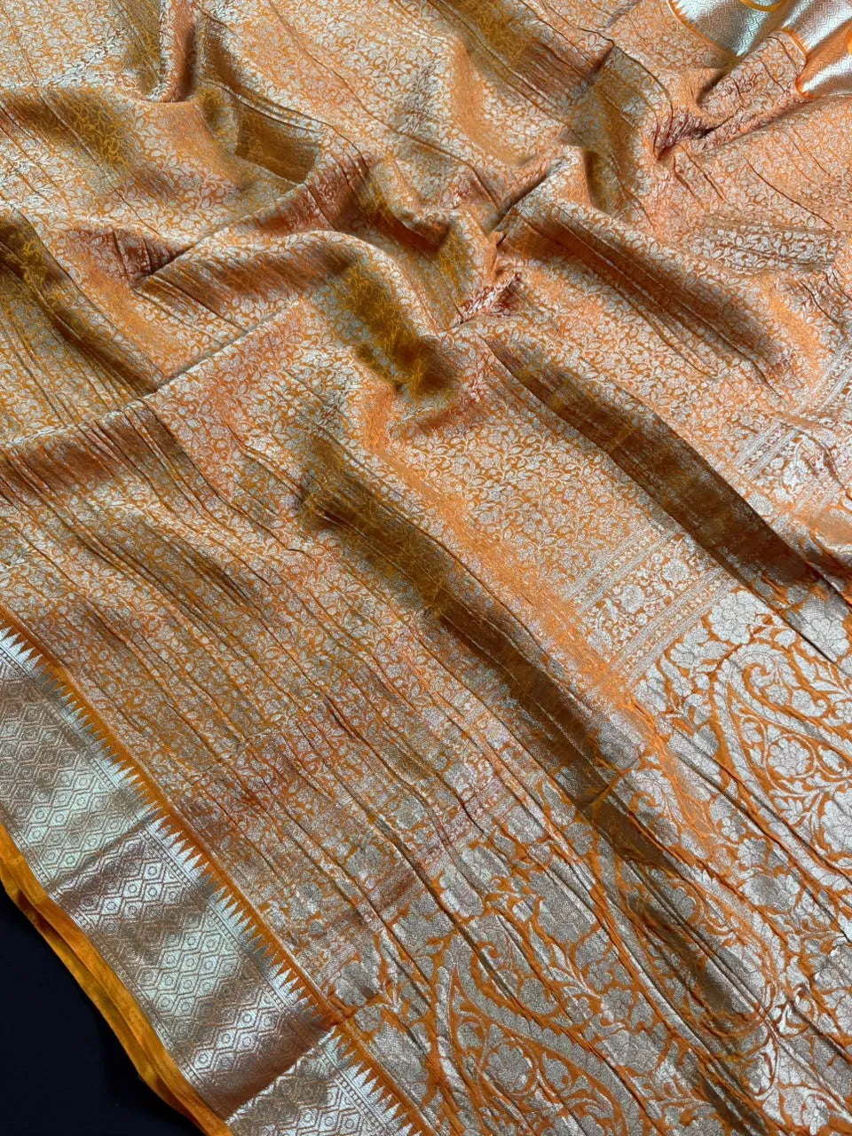 Crush Crepe Silk Saree with Zari Work