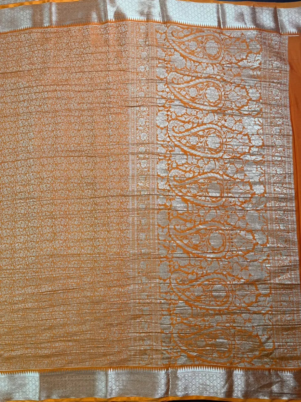 Crush Crepe Silk Saree with Zari Work