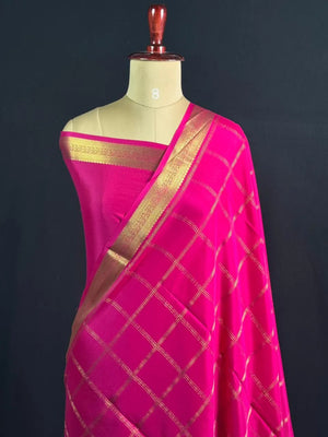 Dhruthi Checks Self Mysore Silk Saree