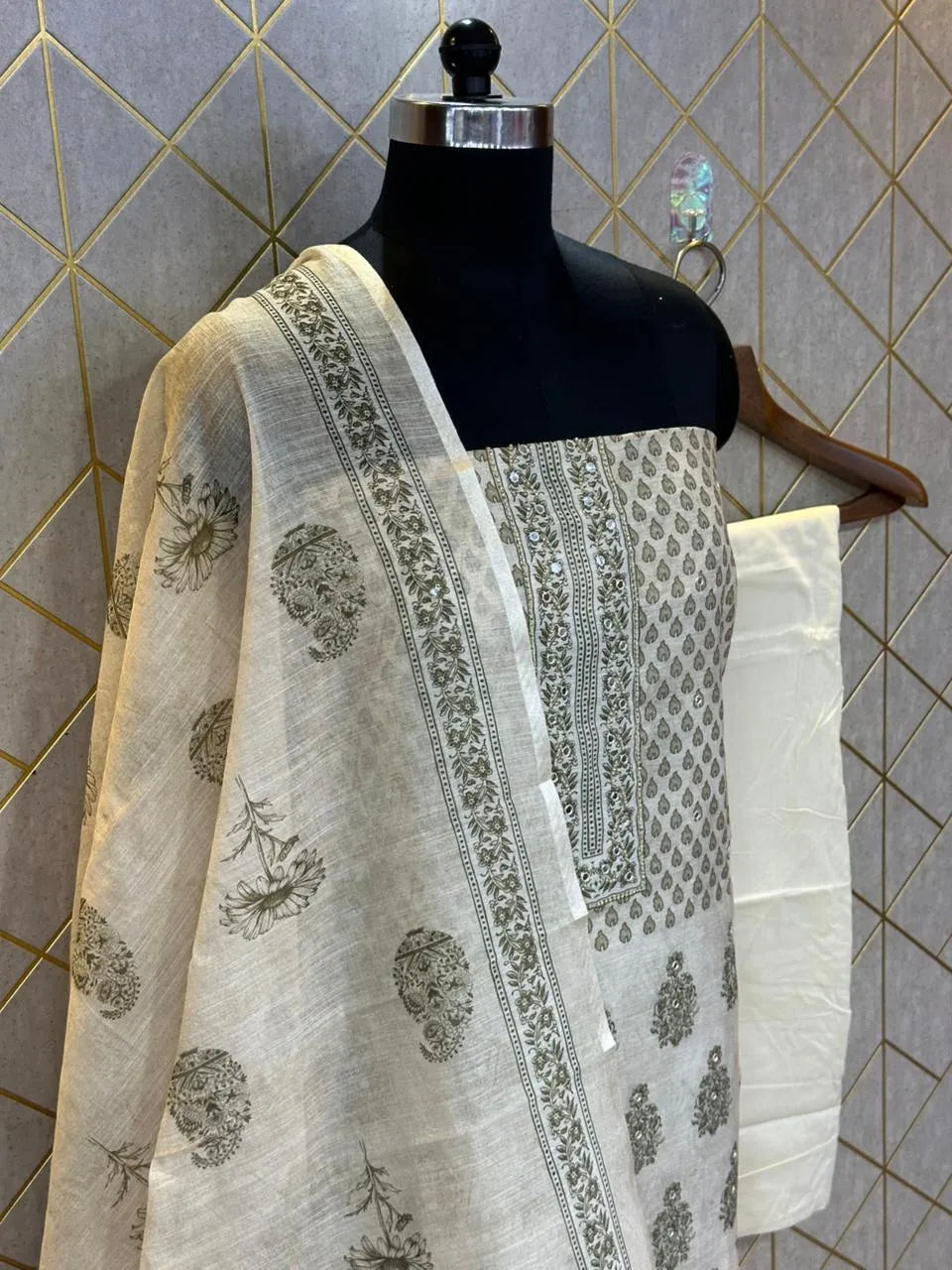 Comfort Fit Linen Cotton Dress Material (Unstitched) 