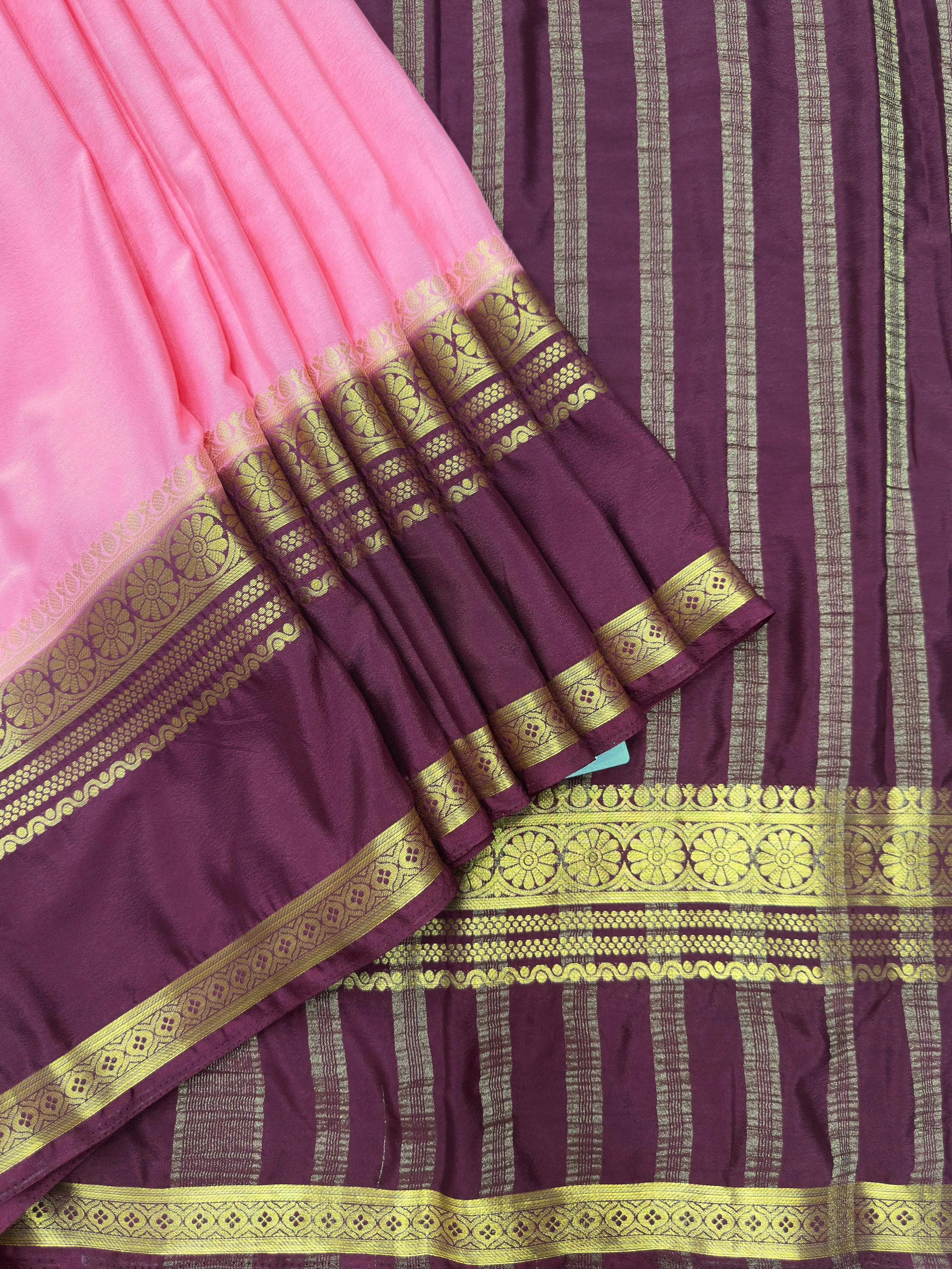 Elegant Semi Mysore Crepe Silk Saree – Perfect for Daily Wear Fashion 