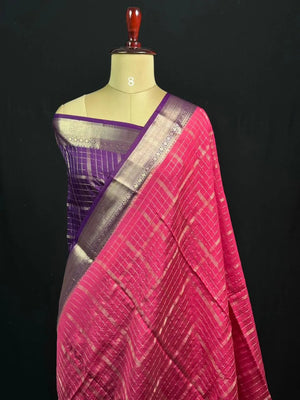 Semi Musk Silk Saree with Zari Border