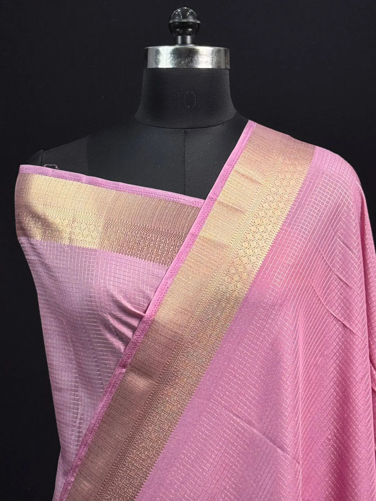 Latest Collection Semi Crepe Silk Saree with Classic Checks