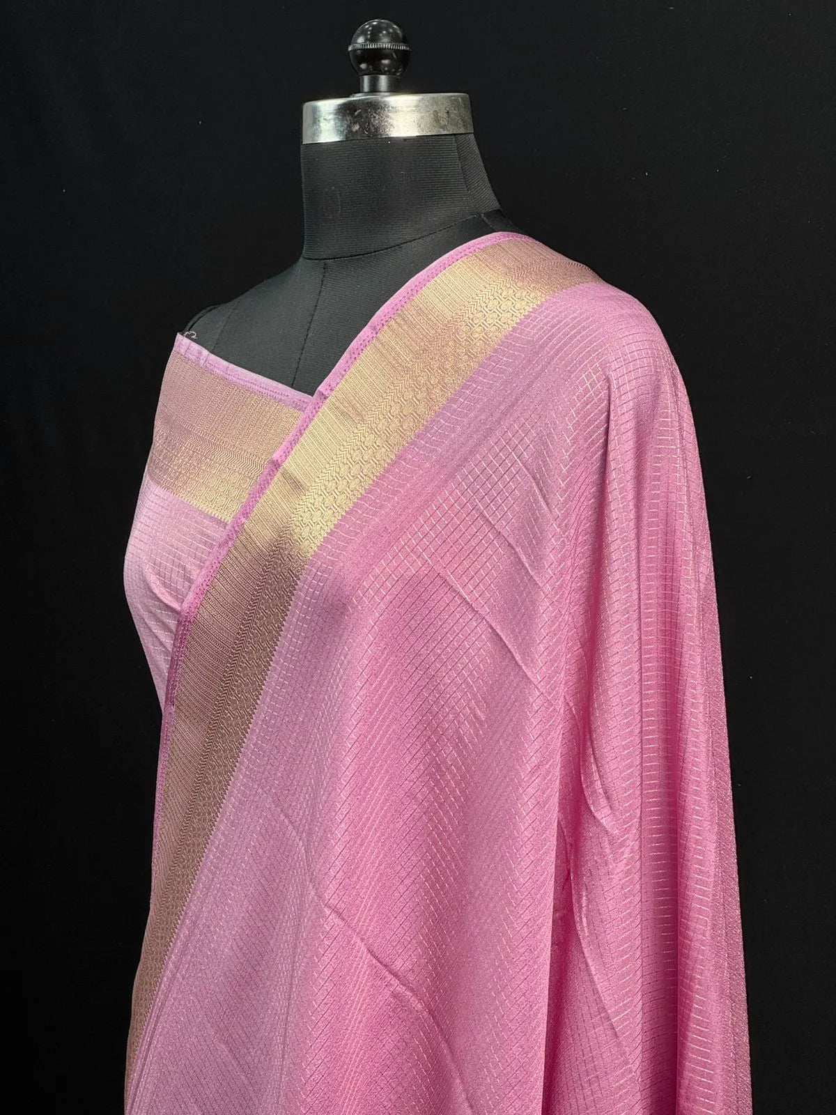 Latest Collection Semi Crepe Silk Saree with Classic Checks