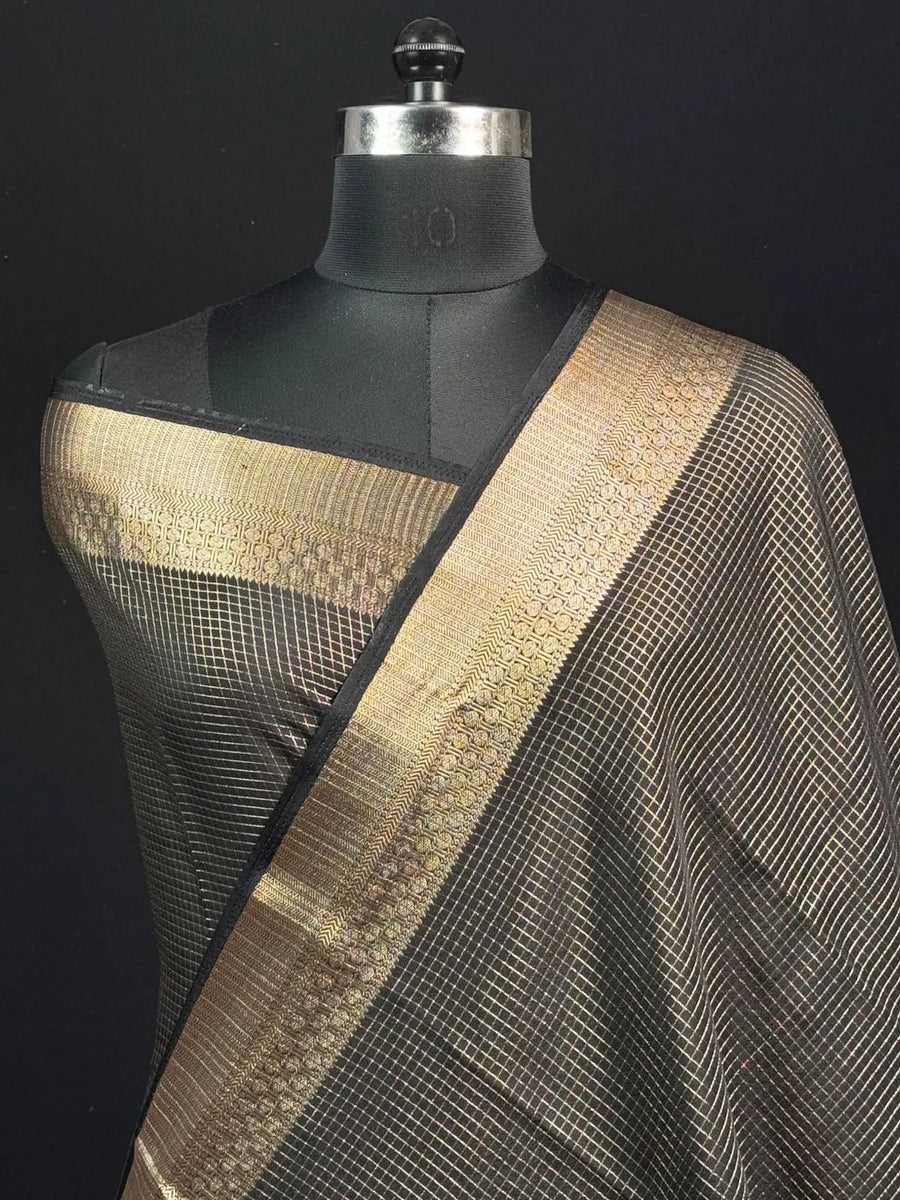 Latest Collection Semi Crepe Silk Saree with Classic Checks 