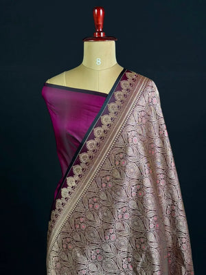 Elegant Semi Katan Silk Saree with Rich Woven Border