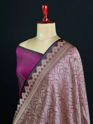 Elegant Semi Katan Silk Saree with Rich Woven Border