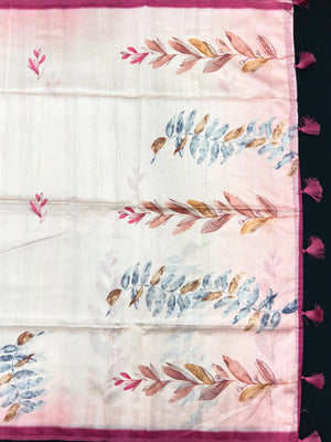 Handcrafted Tussar Silk Saree – Ethnic Indian Collection (Floral Silk)
