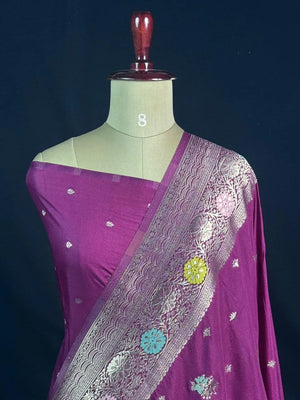 Floral Buta Woven Georgette Semi-Banarasi Saree