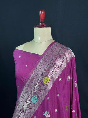 Floral Buta Woven Georgette Semi-Banarasi Saree