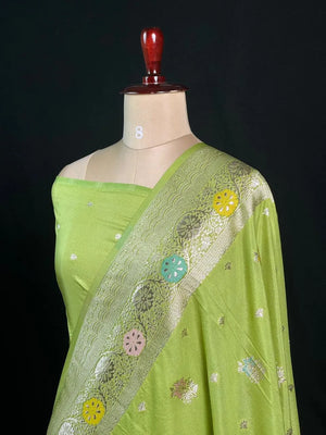 Floral Buta Woven Georgette Semi-Banarasi Saree