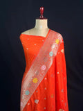 Floral Buta Woven Georgette Semi-Banarasi Saree