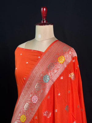 Floral Buta Woven Georgette Semi-Banarasi Saree