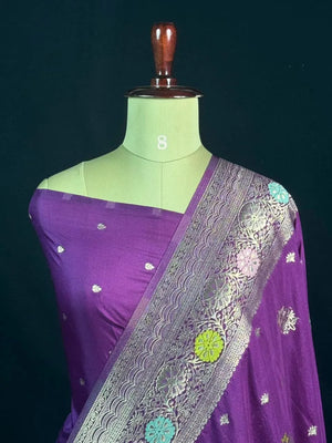 Floral Buta Woven Georgette Semi-Banarasi Saree