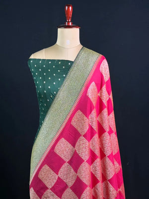 Elegant Georgette Butta Saree with Rich Zari Woven Border & Traditional Motifs