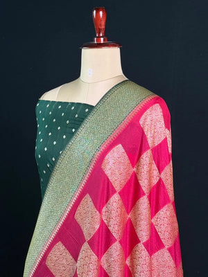 Elegant Georgette Butta Saree with Rich Zari Woven Border & Traditional Motifs