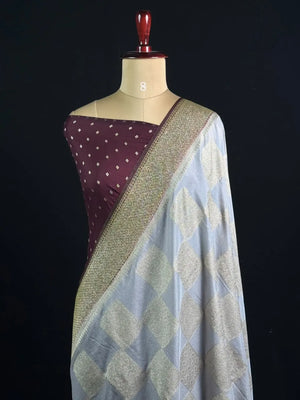 Elegant Georgette Butta Saree with Rich Zari Woven Border & Traditional Motifs