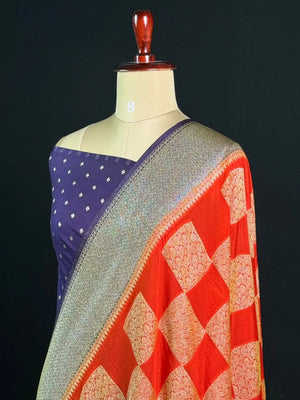 Elegant Georgette Butta Saree with Rich Zari Woven Border & Traditional Motifs
