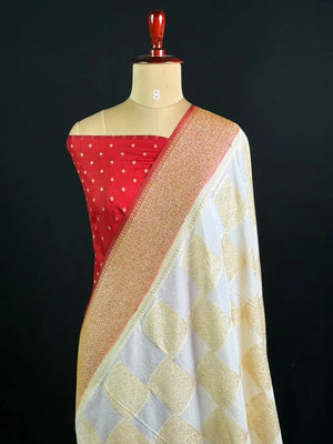 Elegant Georgette Butta Saree with Rich Zari Woven Border & Traditional Motifs
